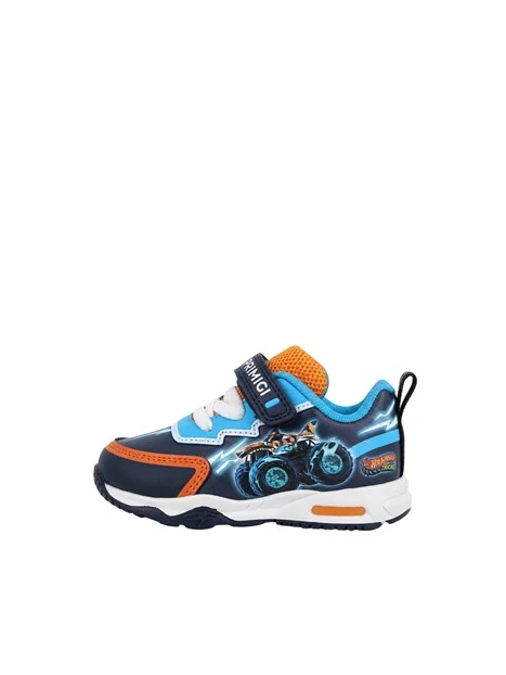 SNEAKERS BASSE CON STRAP E STAMPA MONSTER TRUCK BAMBINO BLU