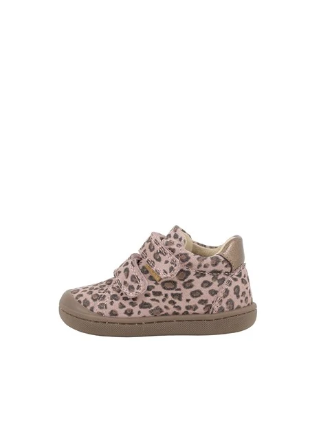SNEAKERS BASSE CON STAMPA ANIMALIER E DOPPIO STRAP BAMBINA ROSA