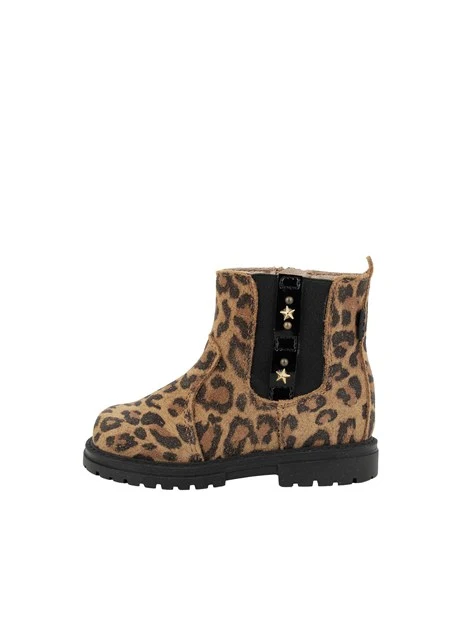 ANFIBI CHELSEA ANIMALIER CON STELLE BAMBINA MARRONE