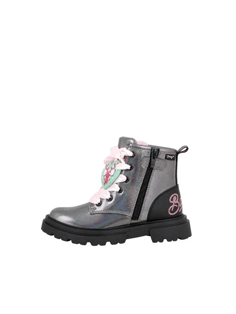 ANFIBI IRIDESCENTI CON LACCI ROSA BAMBINA ARGENTO
