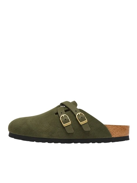 SABOT IN CAMOSCIO CON DOPPIO CINTURINO DONNA VERDE