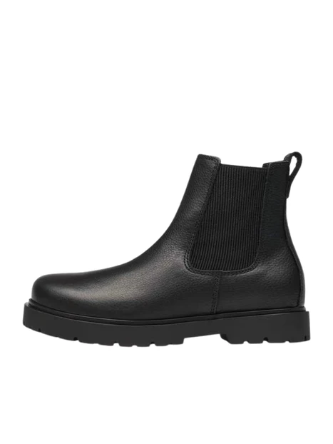 STIVALETTI CHELSEA IN PELLE GOFFRATA CON SUOLA CARRARMATO UNISEX NERO