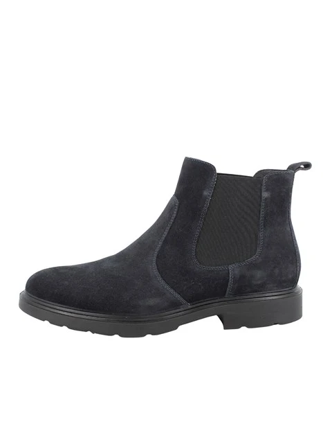 STIVALETTI TACCO BASSO IN PELLE SCAMOSCIATA CON INSERTI ELASTICI UOMO BLU