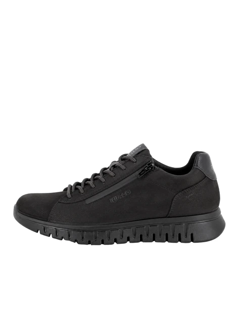 SNEAKERS BASSE IN NABUK CON ZIP UOMO NERO