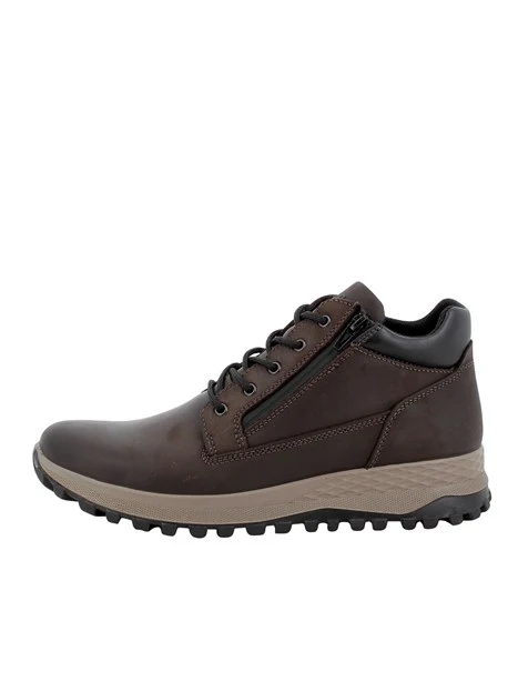 SNEAKERS ALTE IN NABUK CON LACCI E ZIP UOMO MARRONE