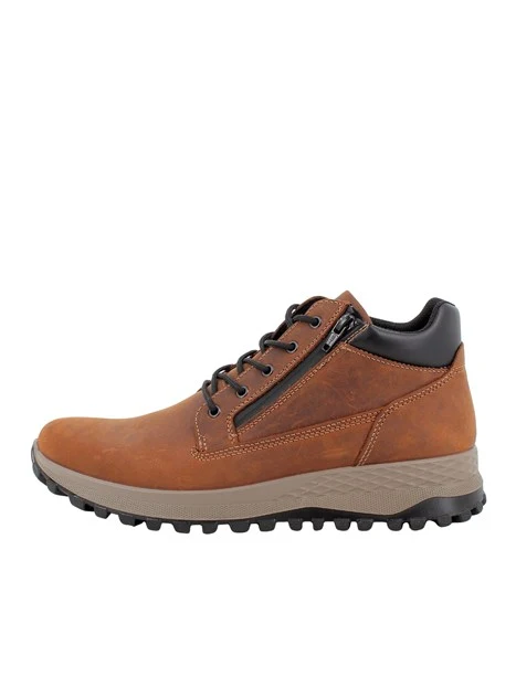 SNEAKERS ALTE IN NABUK CON ZIP E LACCI UOMO MARRONE