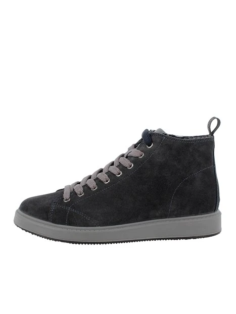 SNEAKERS ALTE IN PELLE SCAMOSCIATA CON LACCI UOMO BLU