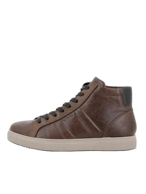 SNEAKERS ALTE IN PELLE UOMO MARRONE