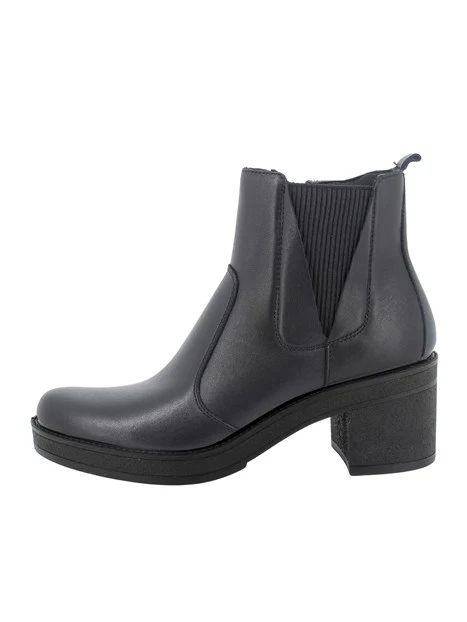 STIVALETTI CHELSEA IN PELLE CON TACCO DONNA NERO