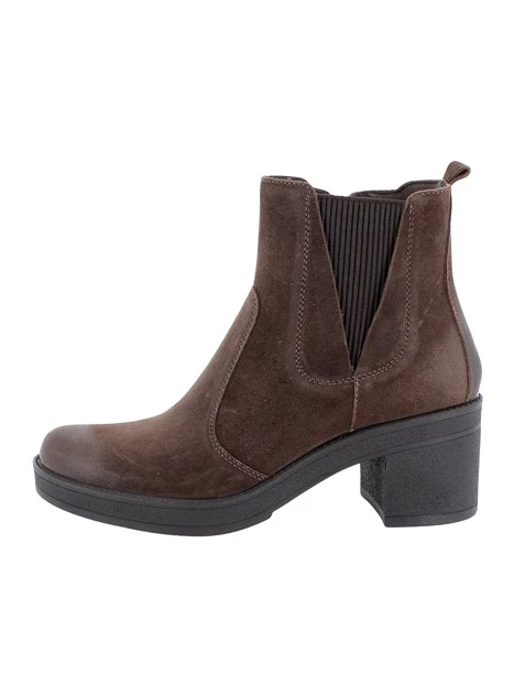 STIVALETTI CHELSEA IN CAMOSCIO CON TACCO ALTO DONNA MARRONE
