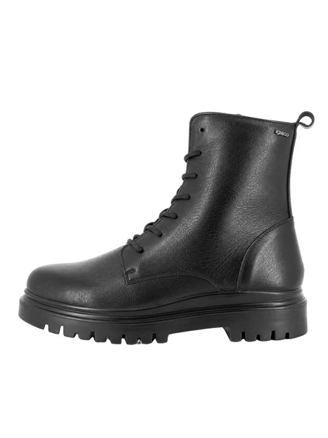 ANFIBI IN PELLE CON LACCI DONNA NERO
