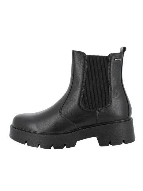 STIVALETTI TACCO ALTO IN PELLE E CON ELASTICI DONNA NERO
