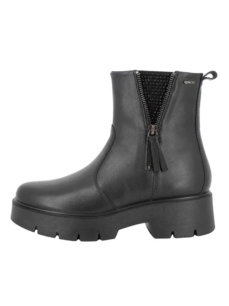 STIVALETTI TACCO ALTO IN PELLE ECON ZIP LATERALE DONNA NERO