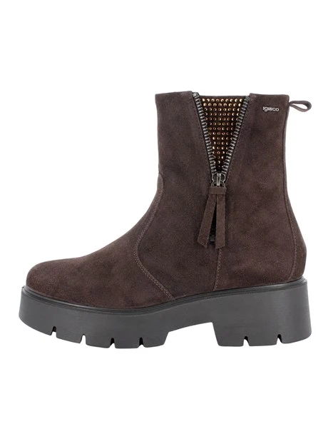 STIVALETTI TACCO ALTO IN CAMOSCIO CON ZIP DONNA MARRONE