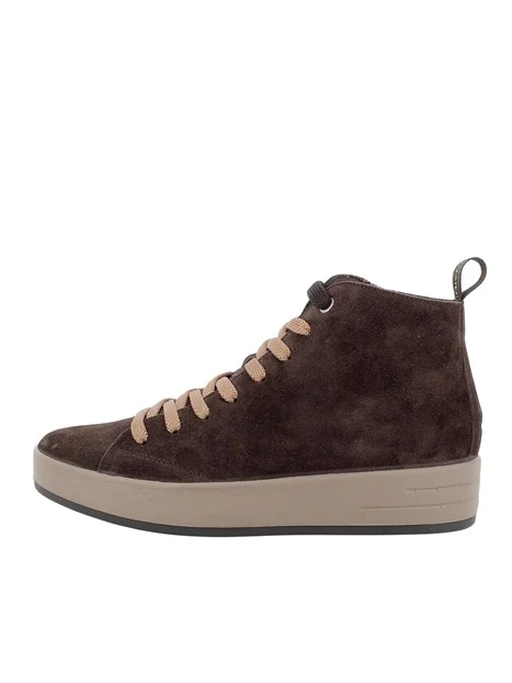 SNEAKERS ALTE IN CAMOSCIO CON LACCI DONNA MARRONE
