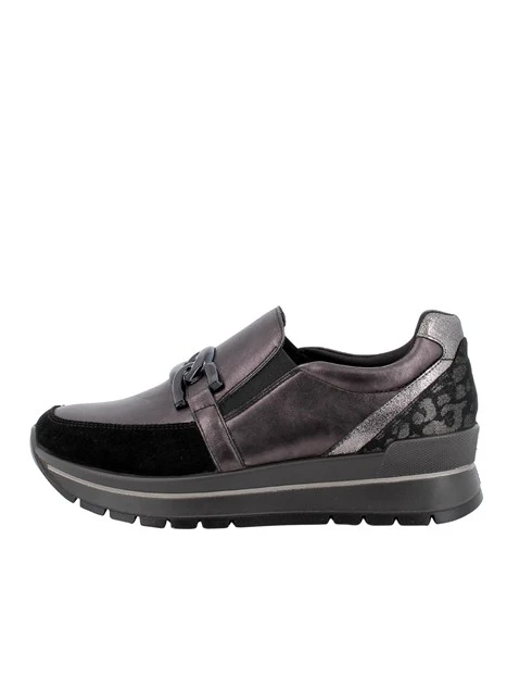SNEAKERS SLIP ON CON CATENA E ZEPPA DONNA GRIGIO