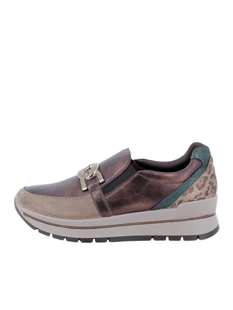 SNEAKERS SLIP ON CON CATENA E INSERTI MULTICOLOR DONNA MARRONE