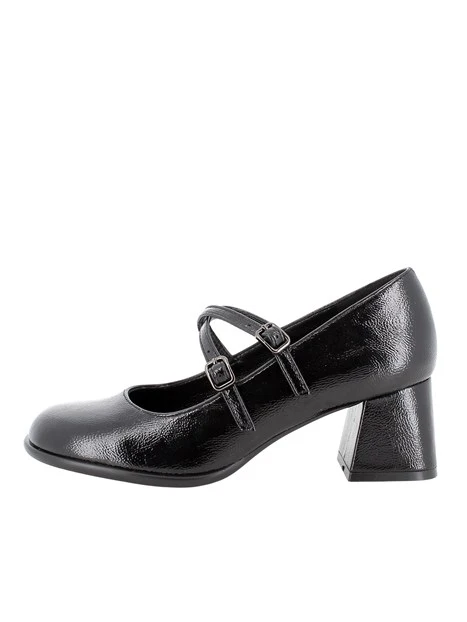 DÉCOLLETÉ IN PELLE VERNICIATA CON CINTURINI DONNA NERO