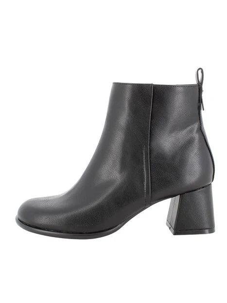 STIVALETTI TACCO ALTO EFFETTO PELLE CON ZIP DONNA NERO