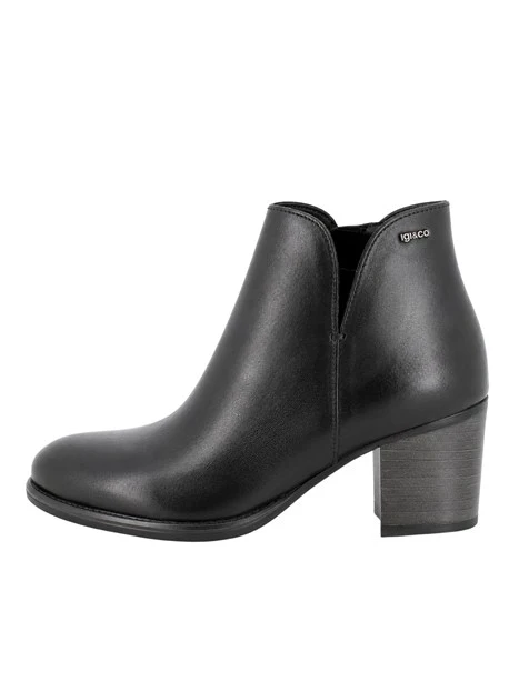STIVALETTI TACCO ALTO IN PELLE CON SCOLLO A V DONNA NERO