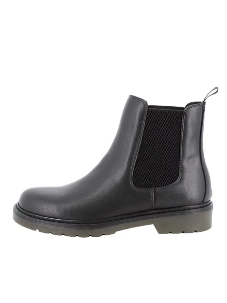 STIVALETTI TACCO BASSO IN PELLE E CON ELASTICI DONNA NERO