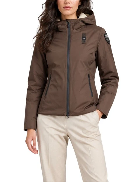 GIACCA IMPERMEABILE CON INTERNO ECO PELLICCIA DONNA MARRONE