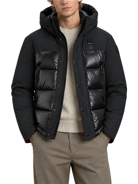 PIUMINO CON MANICHE IN NEOPRENE UOMO NERO