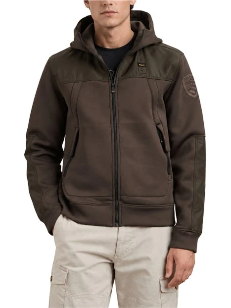 FELPA CON ZIP E CAPPUCCIO SCUBA UOMO MARRONE