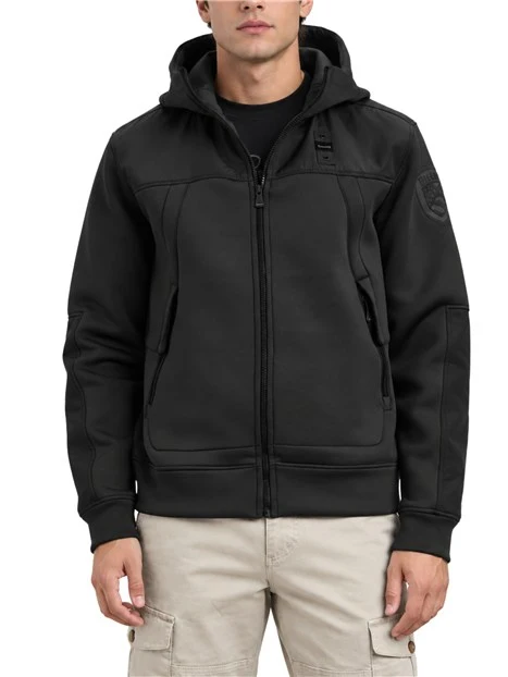 FELPA CON ZIP E CAPPUCCIO SCUBA UOMO NERA