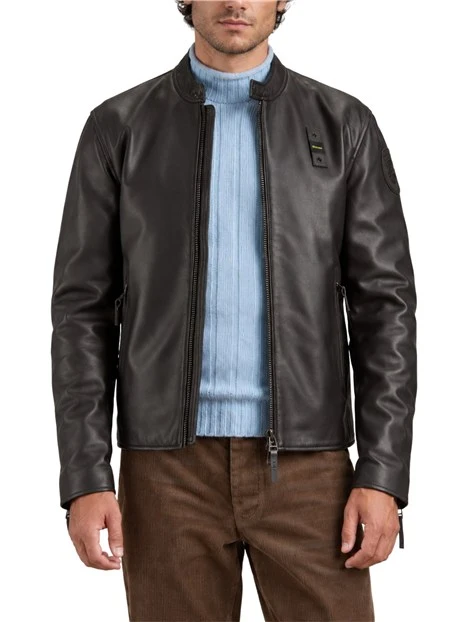 GIACCA IN PELLE BIKER UOMO MARRONE