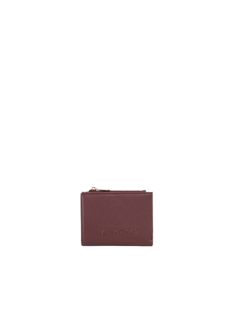 PORTAFOGLIO COMPATTO CON PORTA CARTE E TASCA ZIP DONNA BORDEAUX
