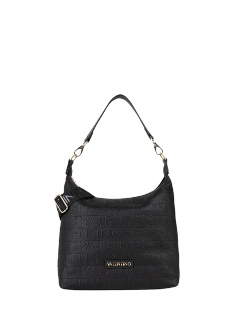 BORSA A SPALLA A SACCA LOGO ALL-OVER DONNA NERO
