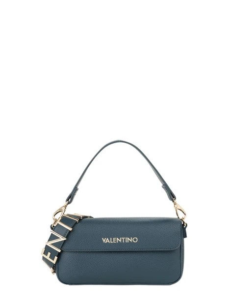 BORSA A SPALLA BAGUETTE CON LOGO GRAFFETTATO DONNA BLU