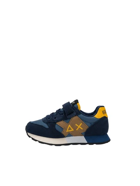 SNEAKERS BASSE CON LACCI E STRAP BAMBINO BLU