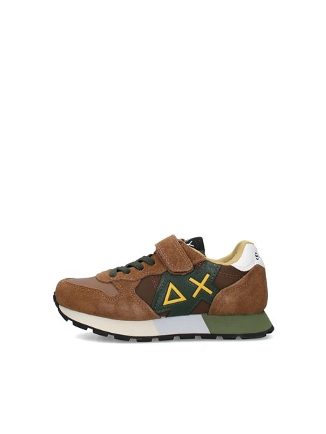 SNEAKERS BASSE CON STRAP BAMBINO MARRONE