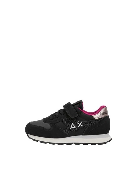 SNEAKERS BASSE CON LACCI E STRAP BAMBINA NERE