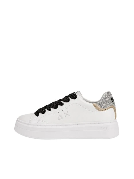 SNEAKERS ALTE TALLONE GLITTERATO BAMBINA BIANCO