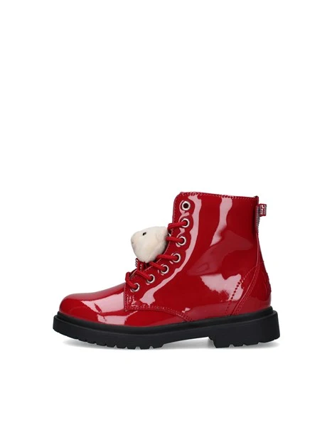 ANFIBI VERNICIATI CON ORSETTO DECORATIVO BAMBINA ROSSO