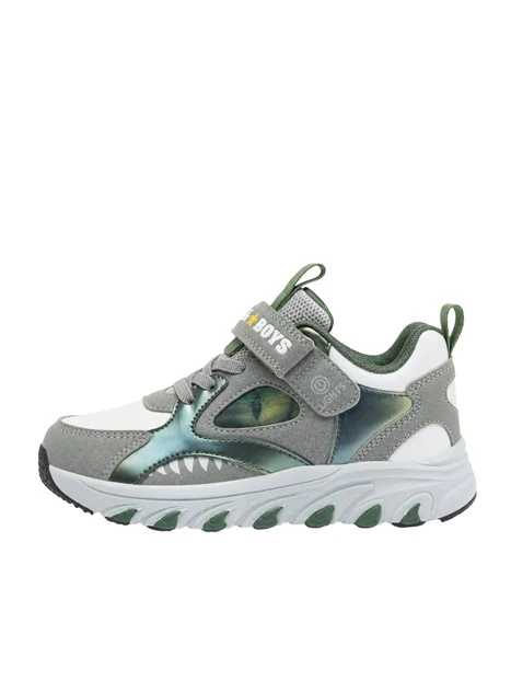 SNEAKERS BASSE CON STRAPPO E DETTAGLI A CONTRASTO BAMBINO GRIGIO