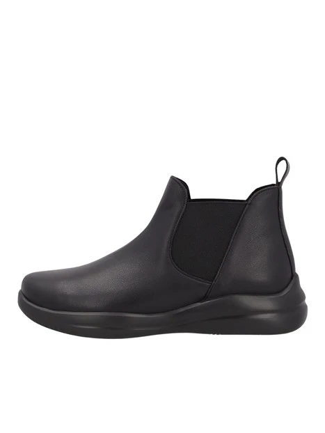 STIVALETTI TACCO BASSO BEATLES IN PELLE E TESSUTO DONNA NERO