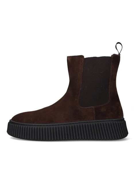 STIVALETTI TACCO BASSO CHELSEA CON SUOLA CHUNKY DONNA MARRONE