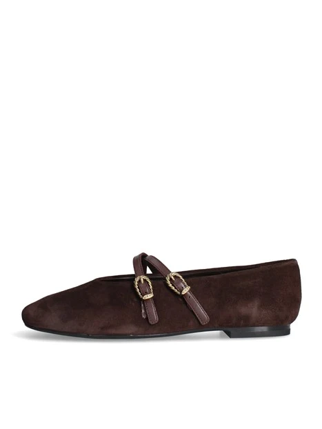 BALLERINE A69C6 DOPPIO CINTURINO DONNA MARRONE