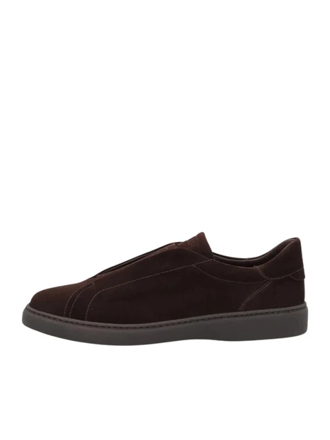 SNEAKERS SLIP ON IN CAMOSCIO UOMO MARRONE