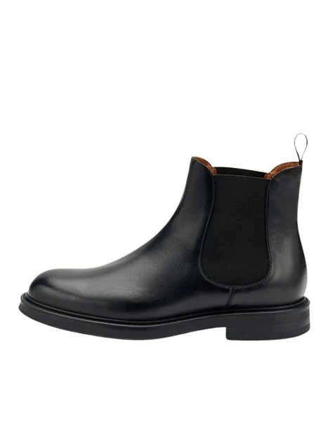 STIVALETTI IN PELLE E CON INSERTI ELASTICI UOMO NERO