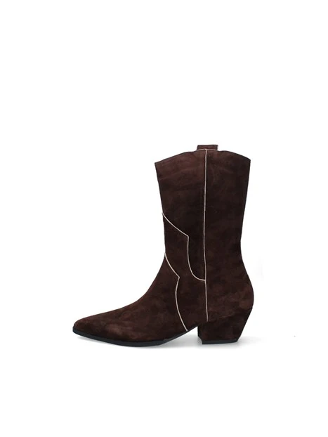 STIVALI TACCO BASSO IN CAMOSCIO STILE WESTERN DONNA MARRONE