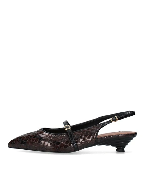 DÉCOLLETÉ SLINGBACK EFFETTO COCCO CON CINTURINO DONNA MARRONE