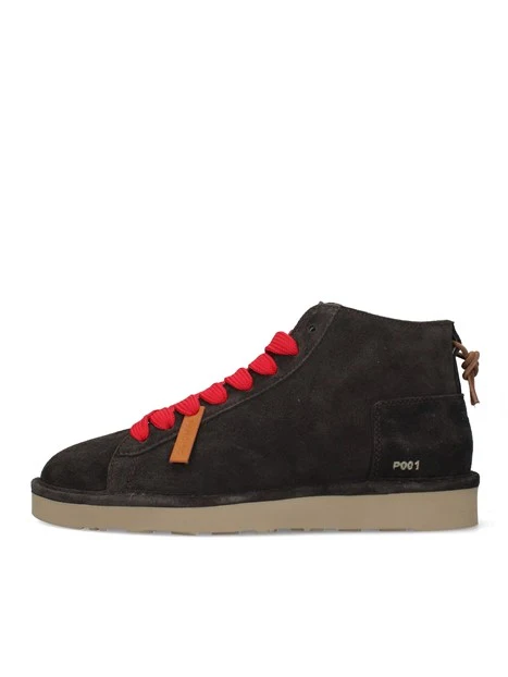 SNEAKERS ALTE IN CAMOSCIO CON LACCI A CONTRASTO UOMO MARRONE
