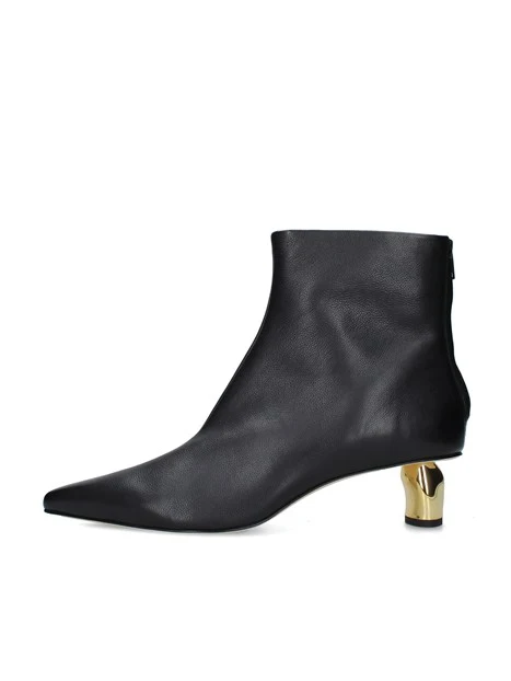 STIVALETTI TACCO BASSO E DORATO DONNA NERO