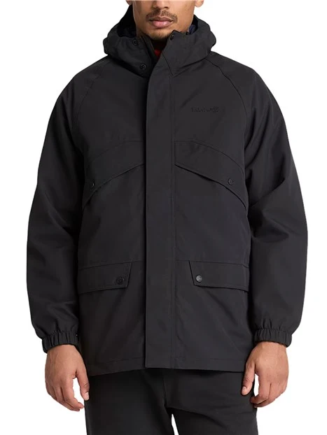 GIACCA IMPERMEABILE CON CAPPUCCIO E MANICHE RAGLAN UOMO NERO