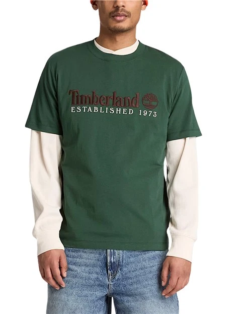 T-SHIRT MANICA CORTA LOGATA SUL PETTO UOMO VERDE